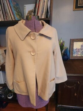 Women's Cream Button-Front Wool  And Cashmete Coat
